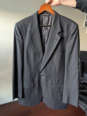 Vintage Men's Burberry's Charcoal Suit Jacket